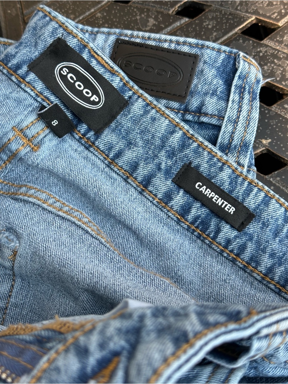 Scoop Carpenter Jeans Women’s Size 8 Wide Leg Utility Denim Light Wash Blue - Picture 4 of 13